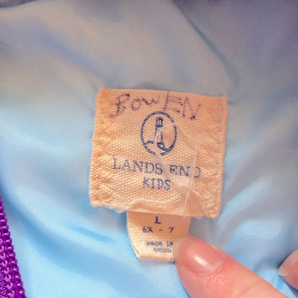 Lands' End Puffer Vest Purple Turquoise Fall Layer Outdoor Large 6x/7 - Picture 3 of 5